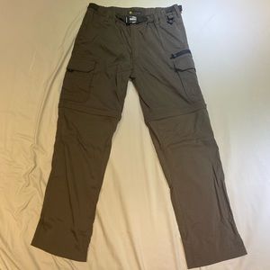 Olive green hiking pants zip off shorts
